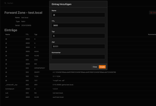 Screenshot des "Eintrag hinzufügen" Popups auf der Seite um eine Domain zu bearbeiten in PowerADM